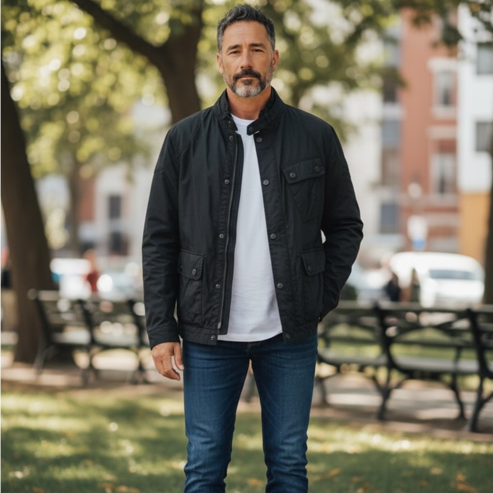 DKNY Men's Black Military Jacket